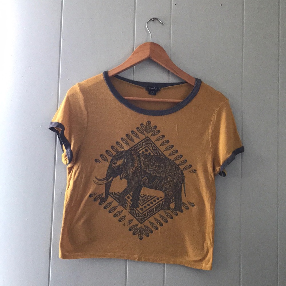 2 for $10 Elephant Mustard Crop Top